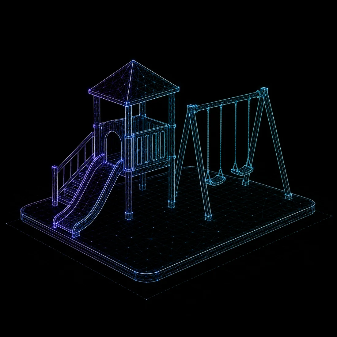 Wireframe of an adult and child at a gate, authorised childcare pick-up
